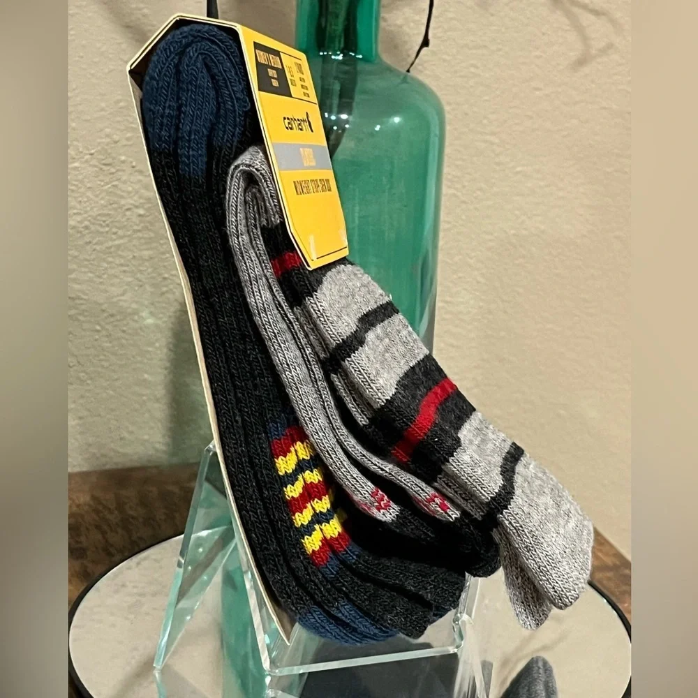 Carhartt Classic Mid-weight Stripe Crew Socks, two pair, new!